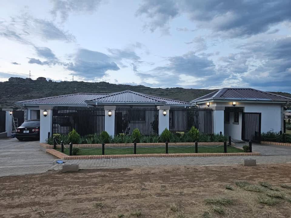 HOUSE FOR SALE
Location: Mohale’s hoek(Mohlakeng)
3 bedrooms all fitted
One ensuite
Kitchen Fitted
Sitting room and dining room
Open space for resting and decoration
Double garage
Guard House
Guest bedroom with bath
Store room
Chill area with fireplace
Pit Toilet
Double sewage pits
Beautiful wall fencing
Beautiful landscaping
Jojo tank with electric pump system
Fully Paved
Plot size: 680sqm(Leased)
Asking price: 2,5M